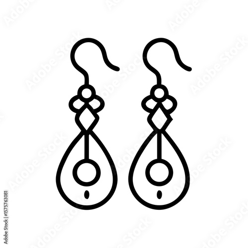 Outline icon of a pair of round earrings. Perfect for fashion retail, jewelry branding, or beauty platforms. These earrings represent elegance, femininity, and accessory detailing.