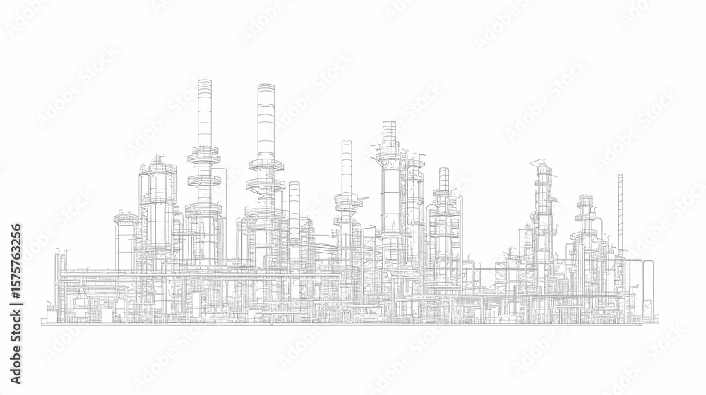 Obraz premium Detailed outline of an industrial plant.