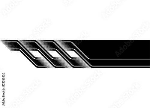 Black striped pattern on white background for car body, boat, sportswear, toy. Sport striped vector design element. Vector background. Abstract gills. Racing stipe