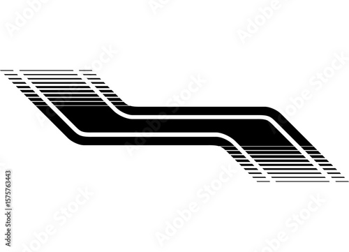 Black striped pattern on white background for car body, boat, sportswear, toy. Sport striped vector design element. Vector background. Abstract racing stripe