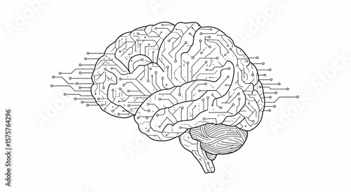 human brain vector illustration, AI concept