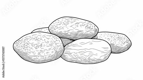 Hand drawn illustration of several smooth stones.