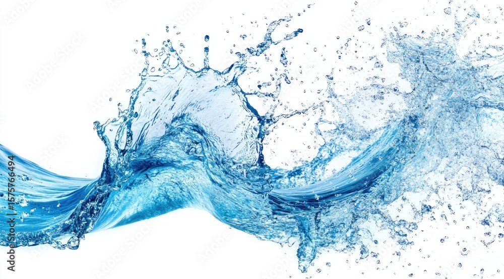 Obraz premium Water splash, blue waves on white