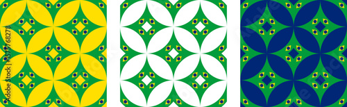 brazilian flag seamless pattern set. geometric background for decoration. vector illustration