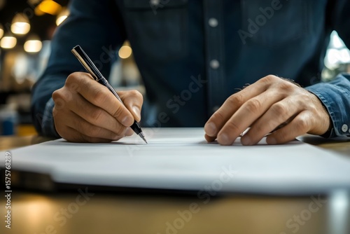 A man making a signature on document for a deal