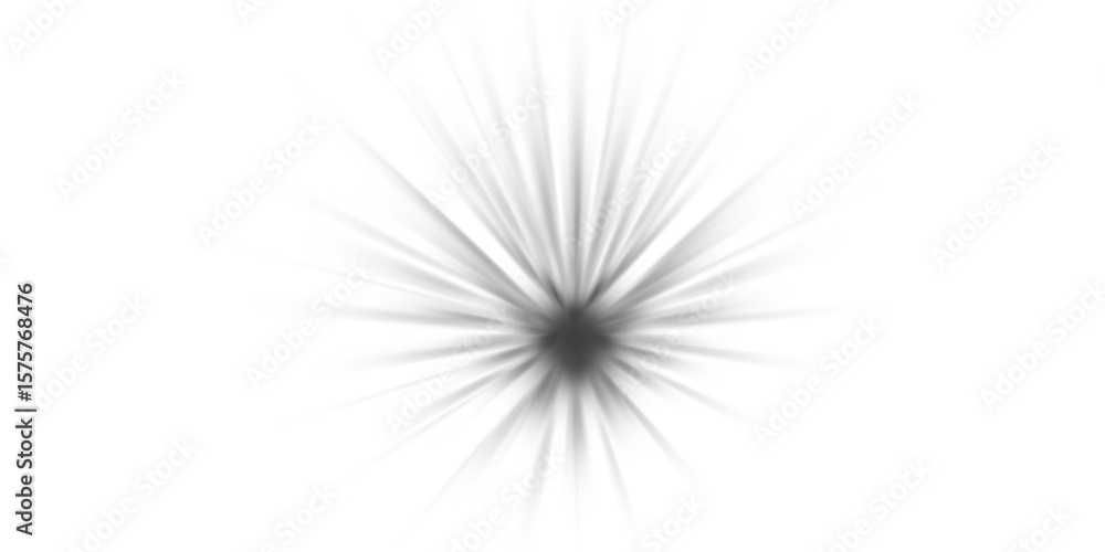 Naklejka premium Abstract single grey light flare and starburst png. A versatile smoky effect or subtle highlight element isolated on a transparent background for any design. PNG.