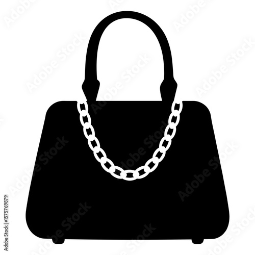 Silhouette of handbag with chain strap, fashion accessory design