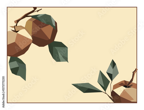 Low poly apples vector illustration with geometric shapes and modern polygonal style