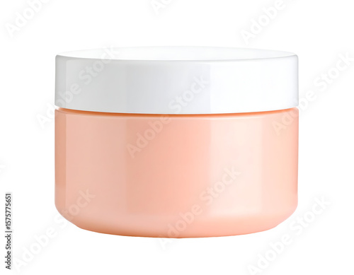 Peach container with white lid isolated