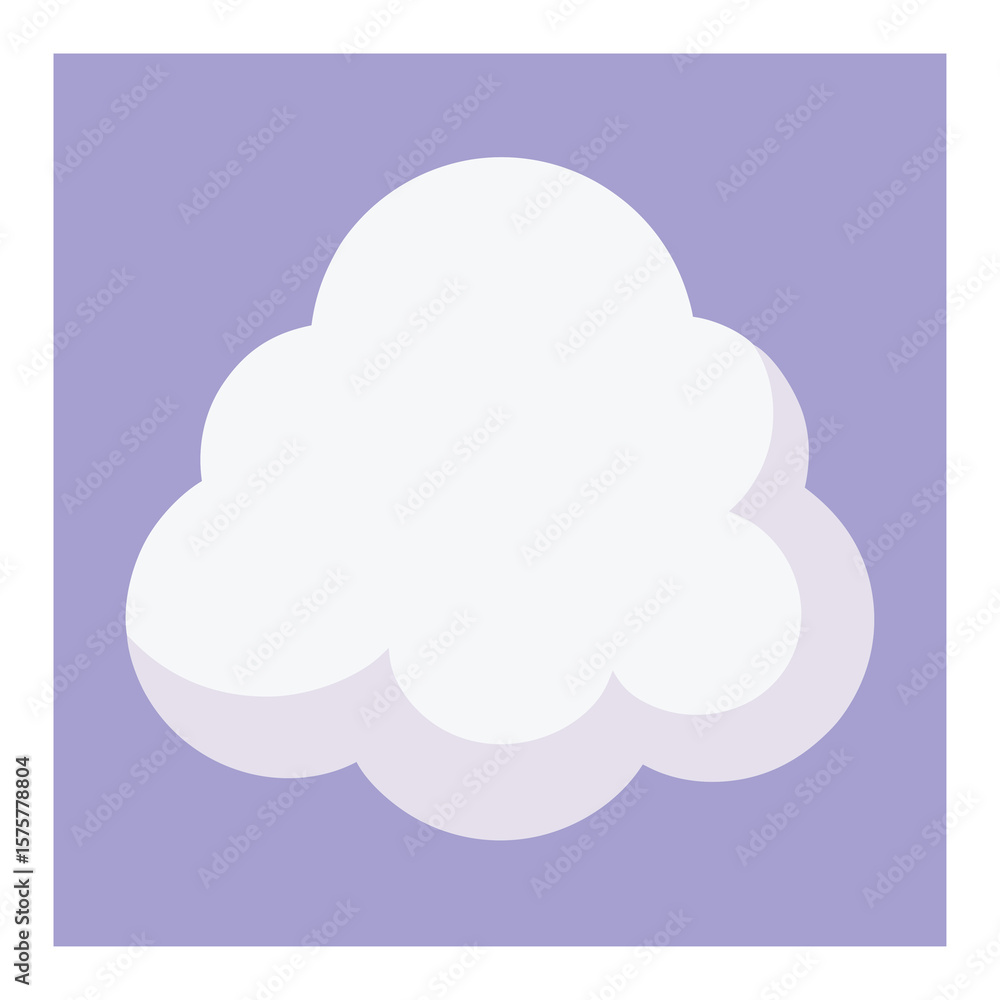 Obraz premium Simple White Cloud on a Light Purple Background Weather Icon