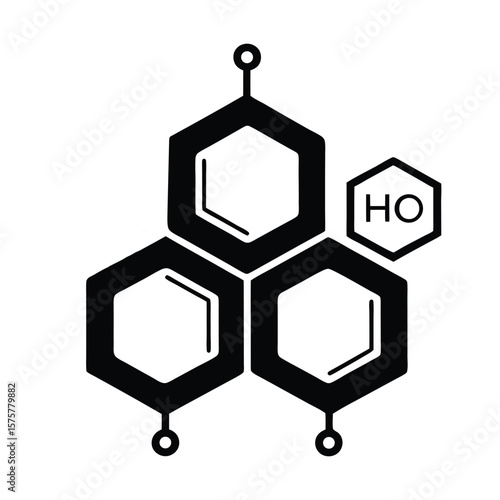 hexagonal chemical structure with hydrogen, vector symbol for aromatic compounds, molecular bonding, and organic chemistry