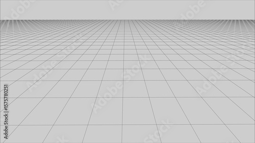 Abstract wireframe perspective grid on white background.
