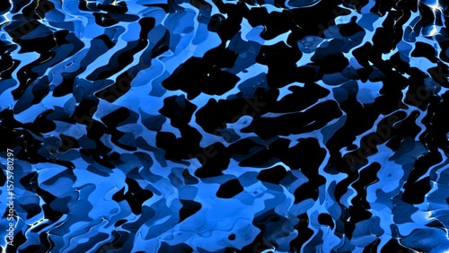 波打つような揺らめくカモフラージュ柄｜ブルーとブラックの迷彩柄