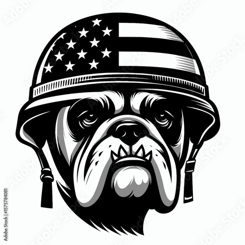 bulldog wearing american flag helmet clip art preview