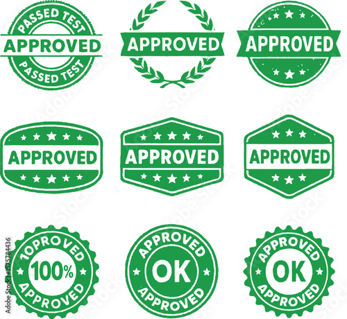 Green Approved Stamps & Seals Quality Assurance Graphics