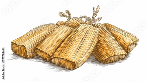 Wallpaper Mural Hand-drawn illustration of several tamales. Torontodigital.ca