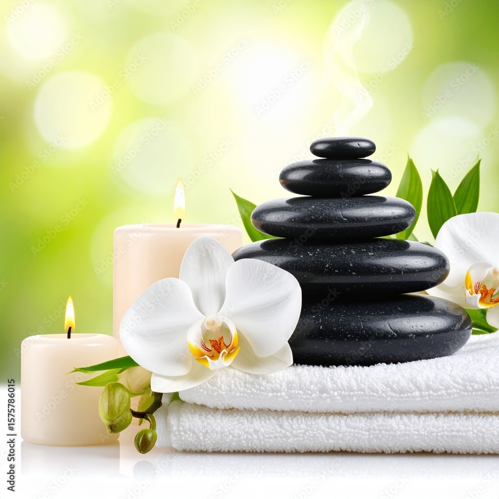 Obraz premium Hot Stone Massage Setup