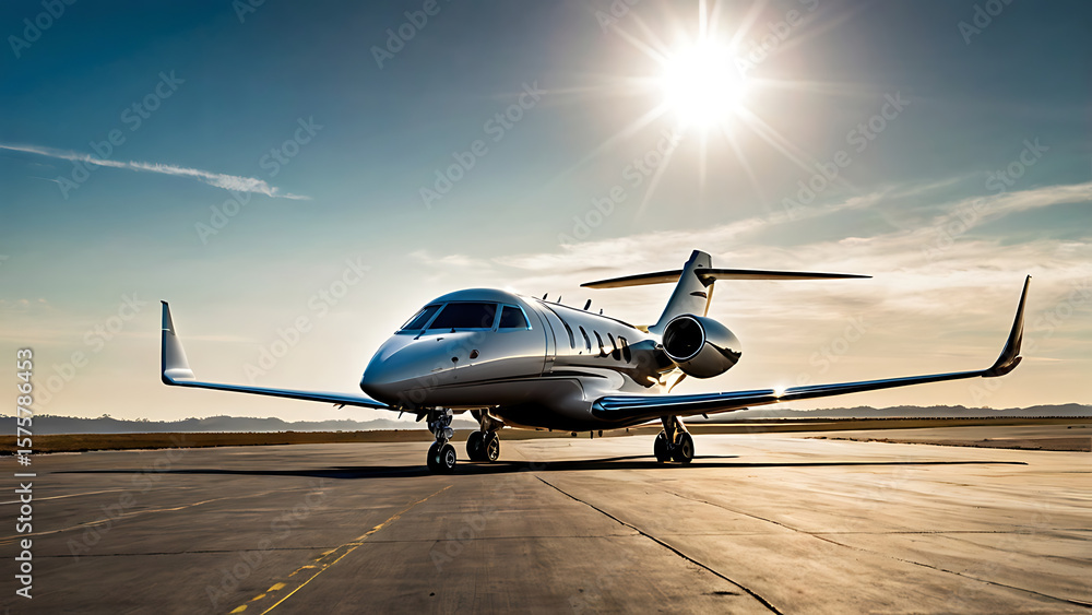 Fototapeta premium 3D image airplane in the sky, runway, air, flight, transport, fighter, fly, private, propeller, tarmac, engine, flying, business.