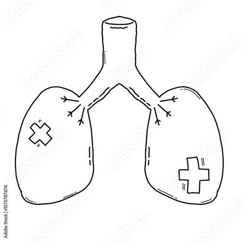 Hand drawn doodle healthy lungs vector illustration. Positive lungs symbol line art