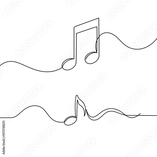 Flowing melody design featuring music notes in a continuous line style for musical themes and creative compositions.