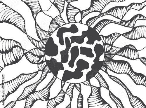 Dynamic Black and White Abstract Illustration