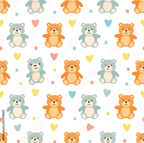 Wallpaper Mural Simple repeating pattern of cute teddy bear in pastel background  Torontodigital.ca