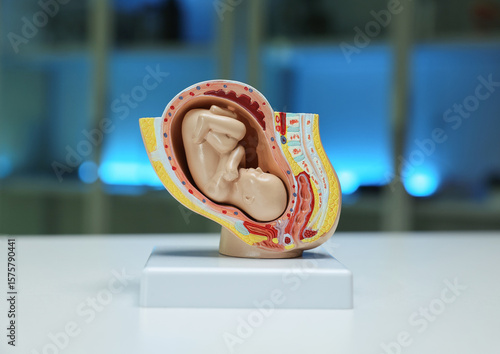 Obraz na płótnie A detailed anatomical model illustrating the various stages of fetal development