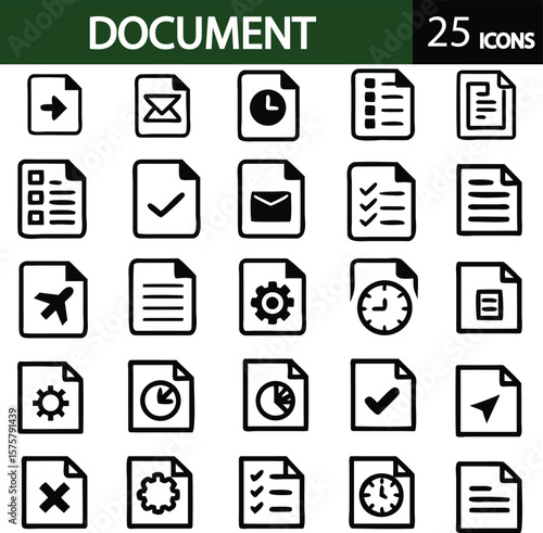 Document set of web icons in line style.