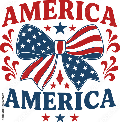 America coquette Bow svg, Coquette fourth of July svg, America flag svg