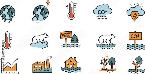 Climate Change & Global Warming Icon Set