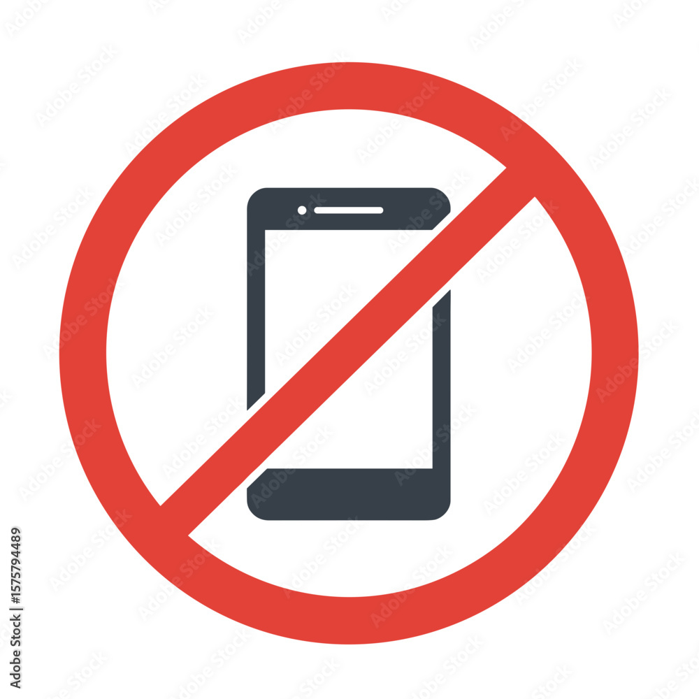 No mobile phone sign with red circle and diagonal line on a transparent background No mobile phone sign with red circle and diagonal line on a transparent background