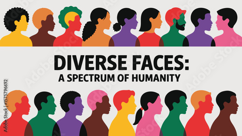 Colorful Silhouette Faces Representing Diversity, Inclusion, Multiculturalism, and Global Community with Gender Neutral Profiles