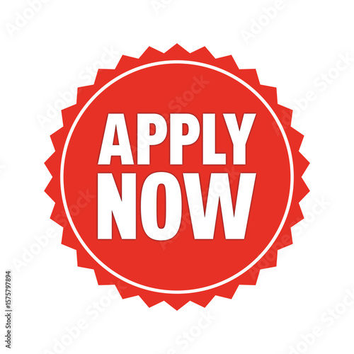 Apply Now Red Badge Icon – Urgent Offer, Call to Action Label, Marketing Button Design