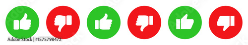 Set of thumbs up and thumbs down icons. Perfect for UI design, feedback, voting, ratings, and approval or rejection systems. Vector symbols for web or apps.