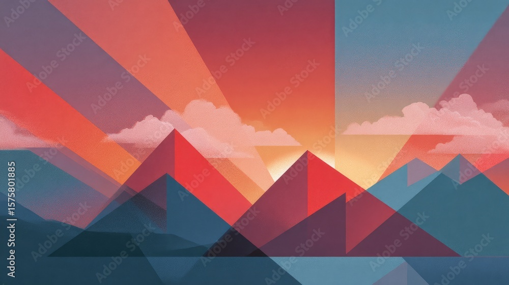 Fototapeta premium Abstract geometric mountain sunrise