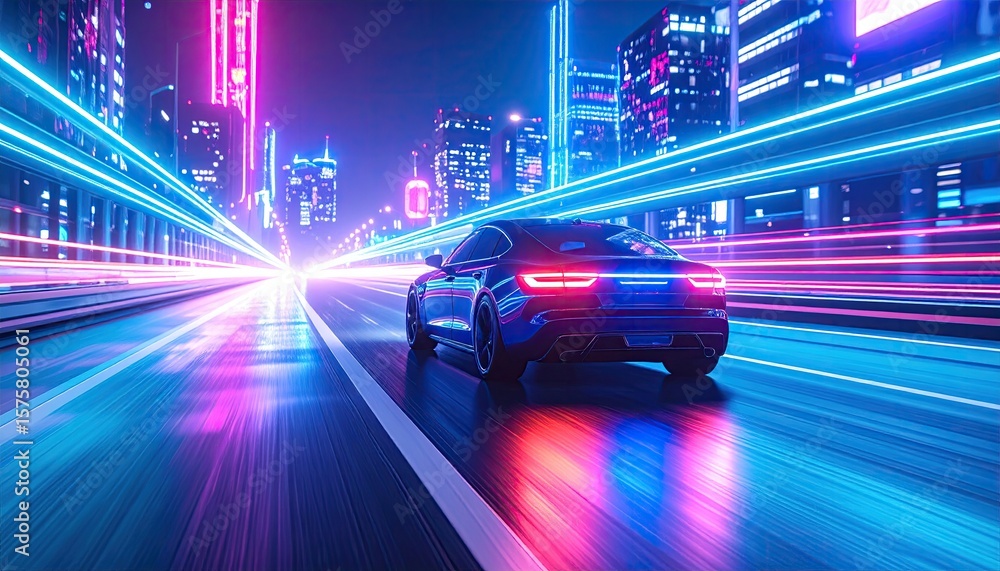 Fototapeta premium Futuristic city car