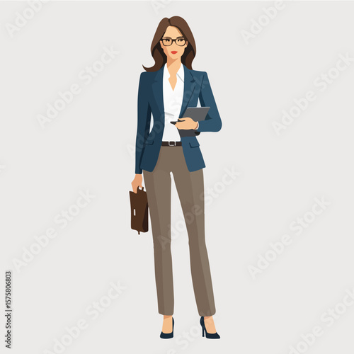Confident Business Woman with Laptop Vector