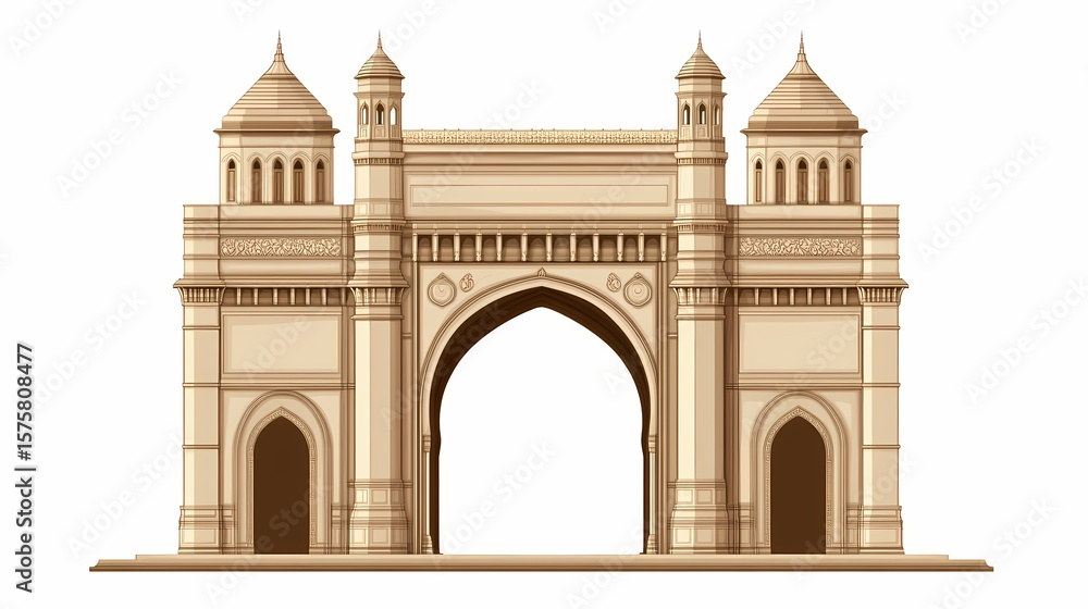 Fototapeta premium Ornate archway structure in a light beige hue.