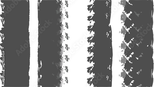 Four vertical textured gray bands with jagged edges on a white background in varying shades of gray