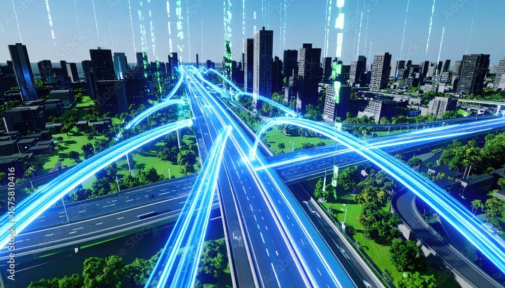 Fototapeta premium Futuristic city highway network