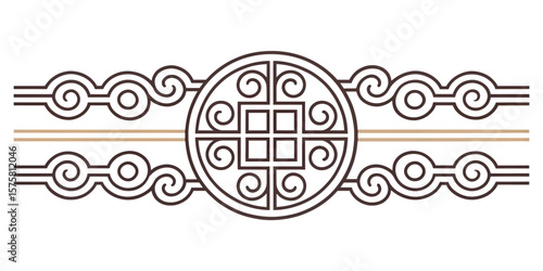 Minimalist line art page separator with abstract geometric curls and symmetry