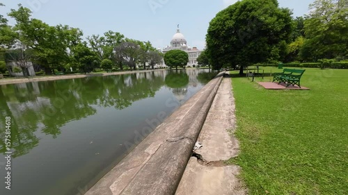 Scenic View of Victoria Memorial with Lake and Garden – Kolkata, India