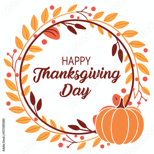 Celebrate Thanksgiving Day with festive harvest decorations and warm seasonal wishes