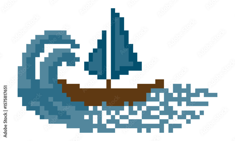 Fototapeta premium logo ship design illustration vector pixel art