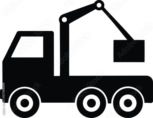 crane truck icon black silhouette vector illustration on transparent background