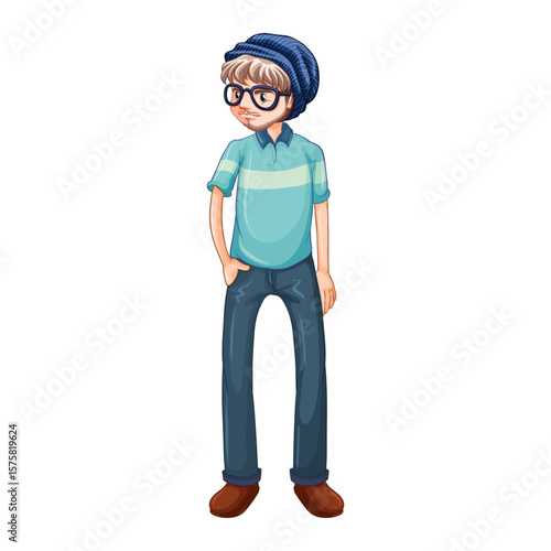 Stylish Hipster Guy Vector Illustration