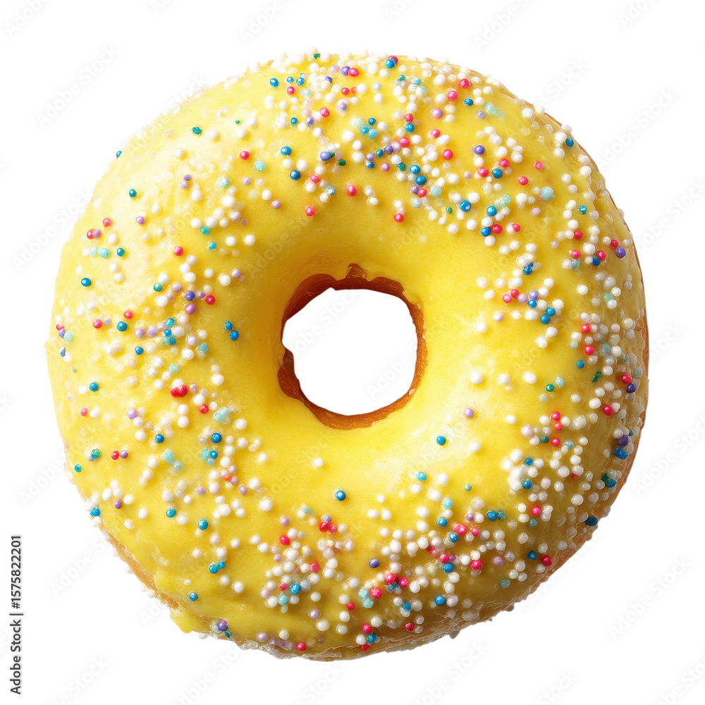Donut with yellow icing on transparent Background Donut with yellow icing on transparent Background