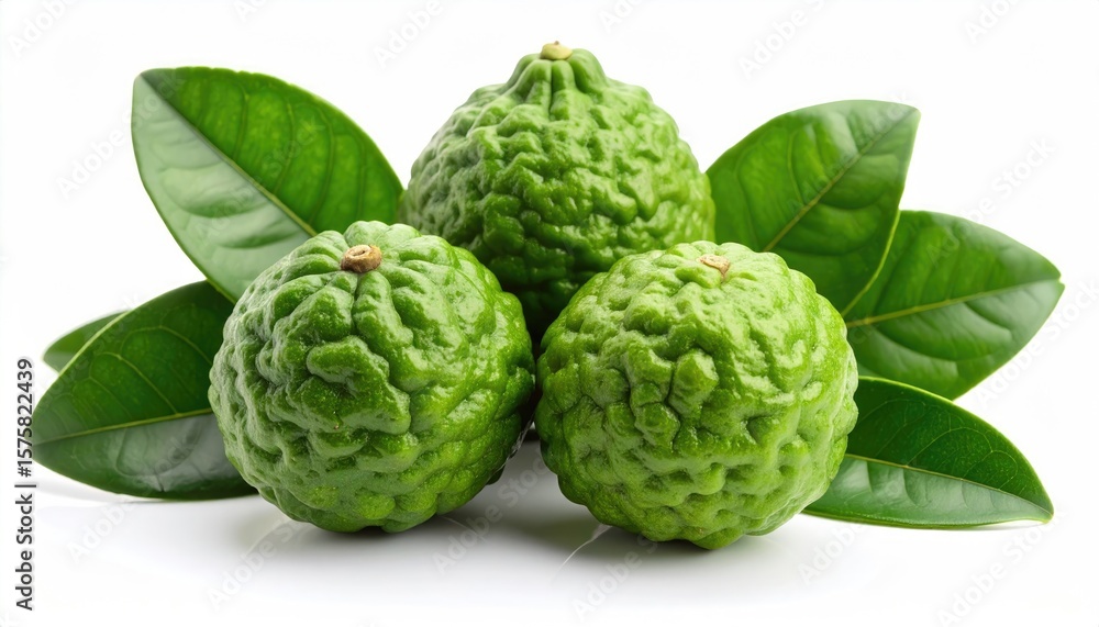 Fototapeta premium Fresh bergamot fruit with leaves (1)