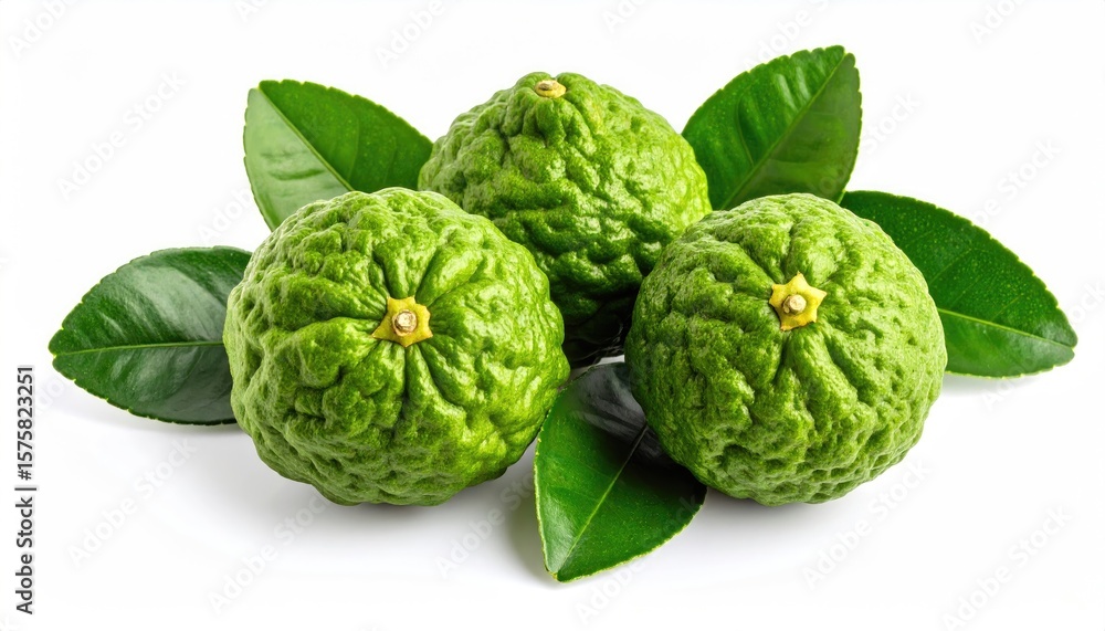 Fototapeta premium Fresh bergamot fruits with leaves (1)