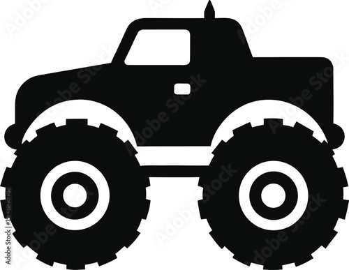 monster truck icon black silhouette vector illustration on transparent background